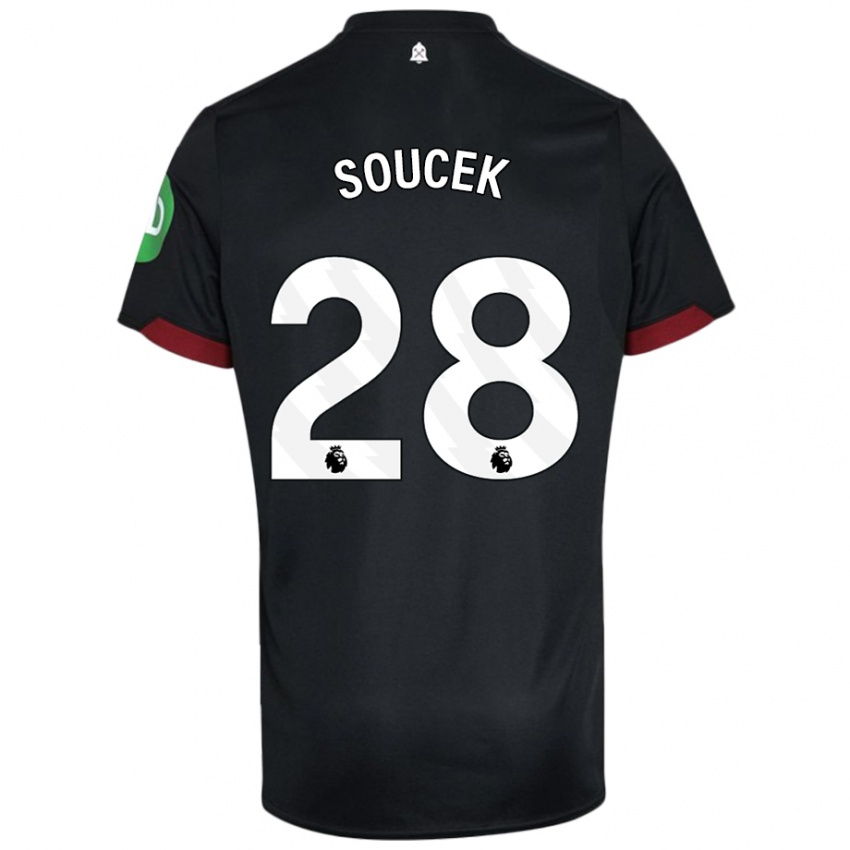 Niño Camiseta Tomas Soucek #28 Negro Blanco 2ª Equipación 2024/25 La Camisa