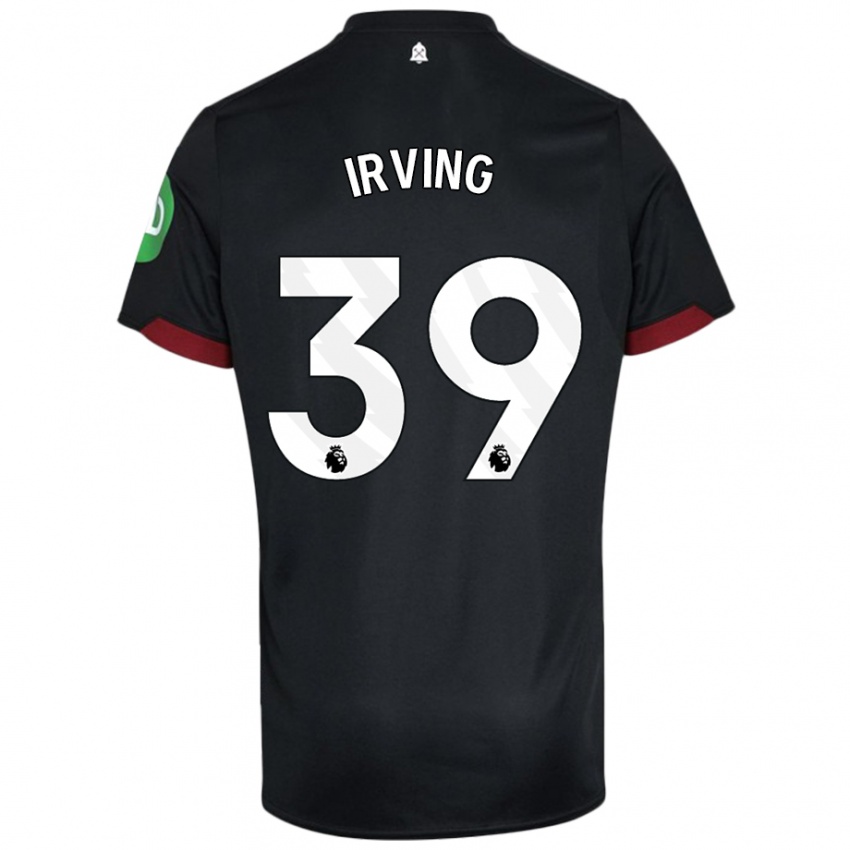 Niño Camiseta Andy Irving #39 Negro Blanco 2ª Equipación 2024/25 La Camisa