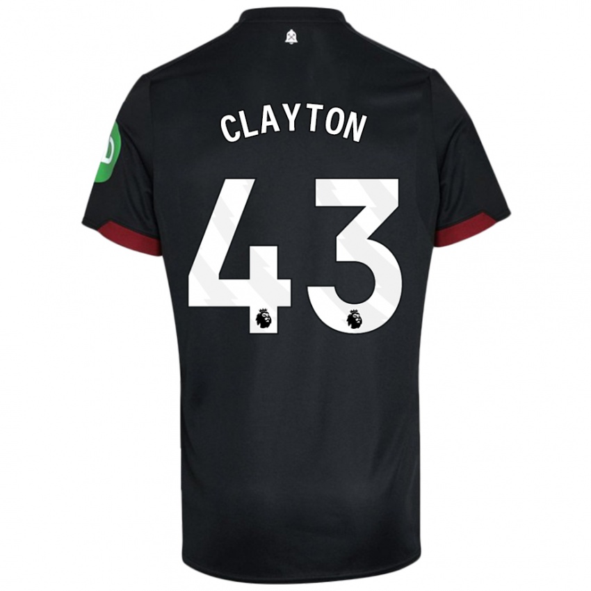 Niño Camiseta Regan Clayton #43 Negro Blanco 2ª Equipación 2024/25 La Camisa