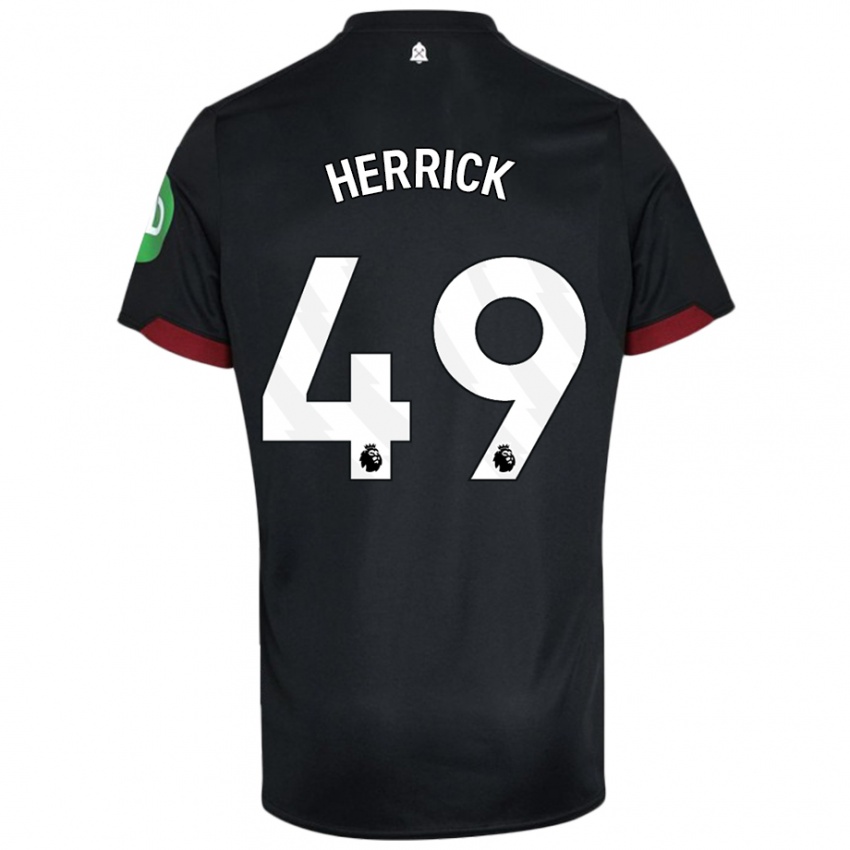 Niño Camiseta Finlay Herrick #49 Negro Blanco 2ª Equipación 2024/25 La Camisa