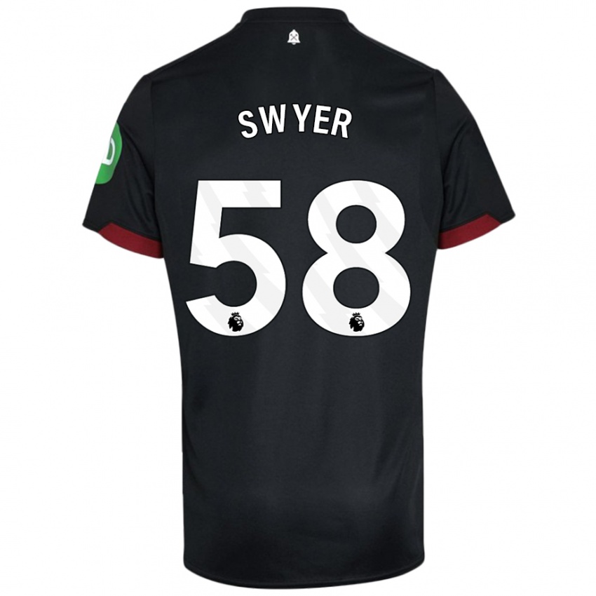 Niño Camiseta Kamarai Swyer #58 Negro Blanco 2ª Equipación 2024/25 La Camisa