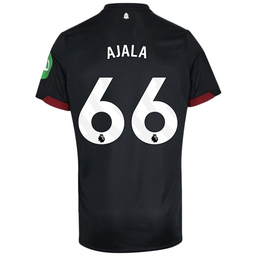 Niño Camiseta Joshua Ajala #66 Negro Blanco 2ª Equipación 2024/25 La Camisa