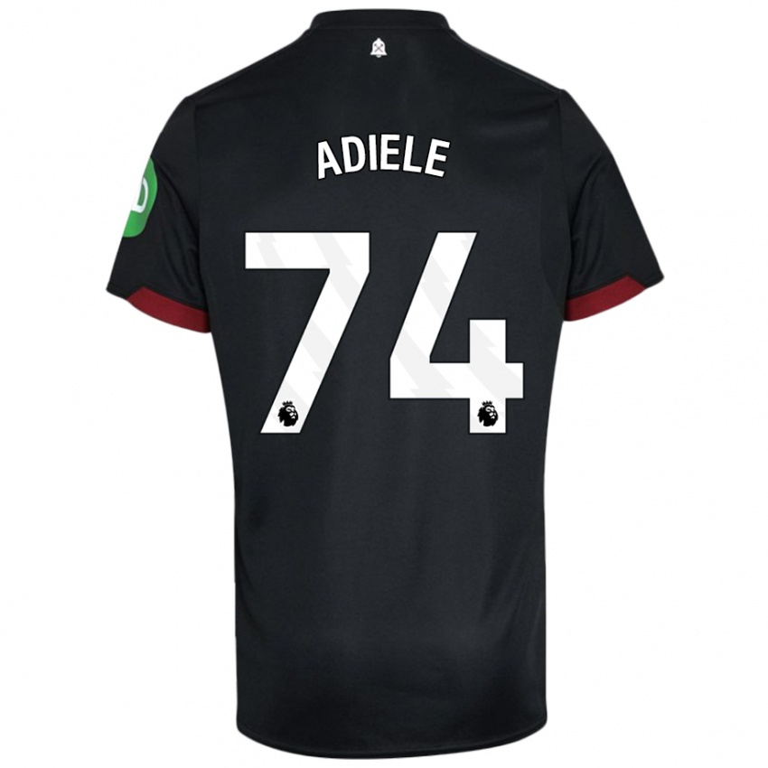 Niño Camiseta Emeka Adiele #74 Negro Blanco 2ª Equipación 2024/25 La Camisa