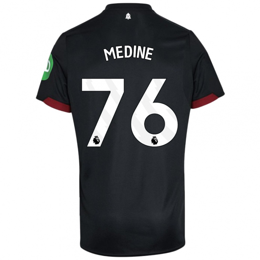 Niño Camiseta Jethro Medine #76 Negro Blanco 2ª Equipación 2024/25 La Camisa