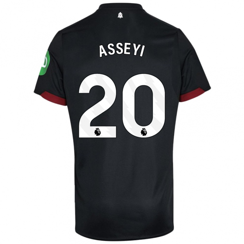 Niño Camiseta Viviane Asseyi #20 Negro Blanco 2ª Equipación 2024/25 La Camisa