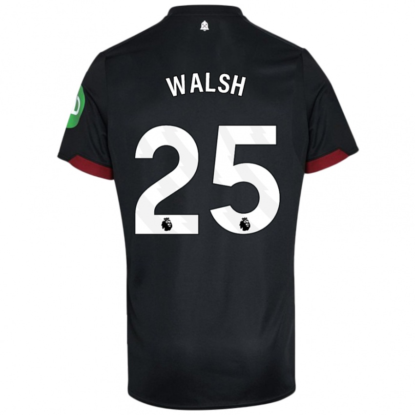 Niño Camiseta Megan Walsh #25 Negro Blanco 2ª Equipación 2024/25 La Camisa