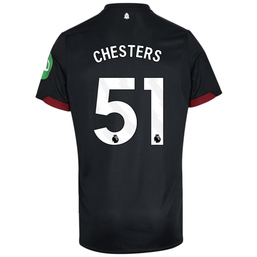 Niño Camiseta Dan Chesters #51 Negro Blanco 2ª Equipación 2024/25 La Camisa