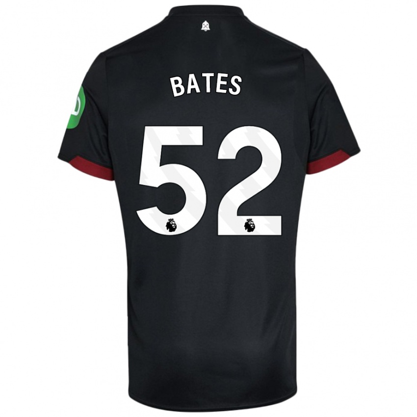 Niño Camiseta Billy Bates #52 Negro Blanco 2ª Equipación 2024/25 La Camisa