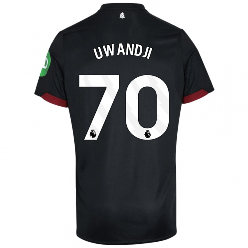 Niño Camiseta Blaise Uwandji #70 Negro Blanco 2ª Equipación 2024/25 La Camisa