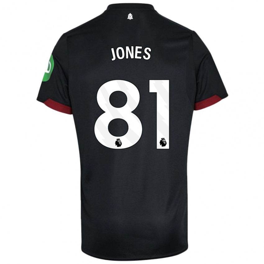 Niño Camiseta Liam Jones #81 Negro Blanco 2ª Equipación 2024/25 La Camisa