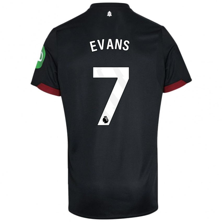 Niño Camiseta Lisa Evans #7 Negro Blanco 2ª Equipación 2024/25 La Camisa