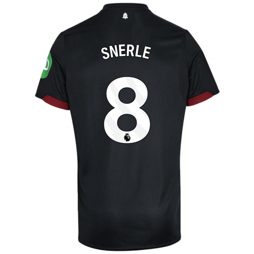 Niño Camiseta Emma Snerle #8 Negro Blanco 2ª Equipación 2024/25 La Camisa