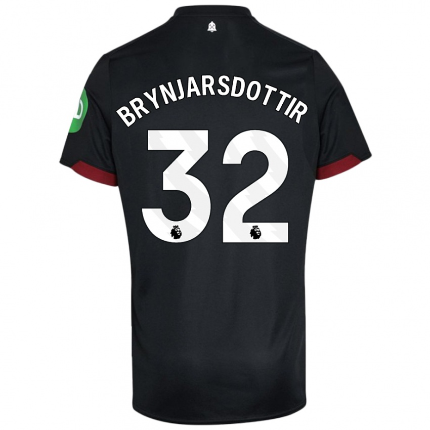 Niño Camiseta Dagný Brynjarsdottir #32 Negro Blanco 2ª Equipación 2024/25 La Camisa