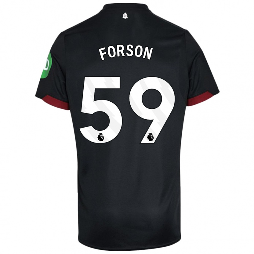 Niño Camiseta Keenan Forson #59 Negro Blanco 2ª Equipación 2024/25 La Camisa