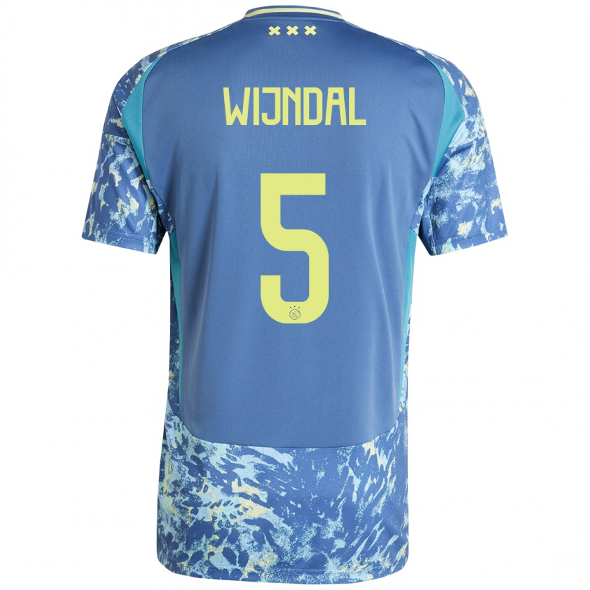 Niño Camiseta Owen Wijndal #5 Gris Azul Amarillo 2ª Equipación 2024/25 La Camisa