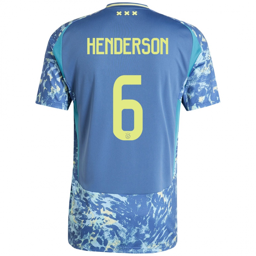 Niño Camiseta Jordan Henderson #6 Gris Azul Amarillo 2ª Equipación 2024/25 La Camisa