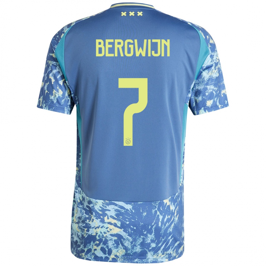 Niño Camiseta Steven Bergwijn #7 Gris Azul Amarillo 2ª Equipación 2024/25 La Camisa