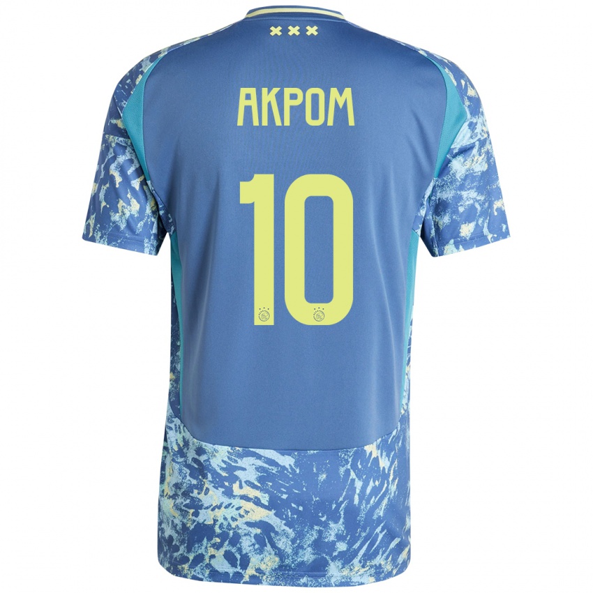 Niño Camiseta Chuba Akpom #10 Gris Azul Amarillo 2ª Equipación 2024/25 La Camisa