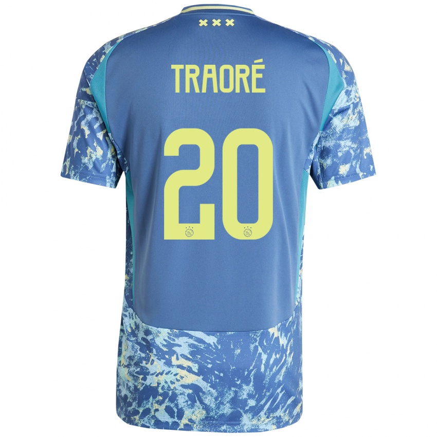 Niño Camiseta Bertrand Traoré #20 Gris Azul Amarillo 2ª Equipación 2024/25 La Camisa