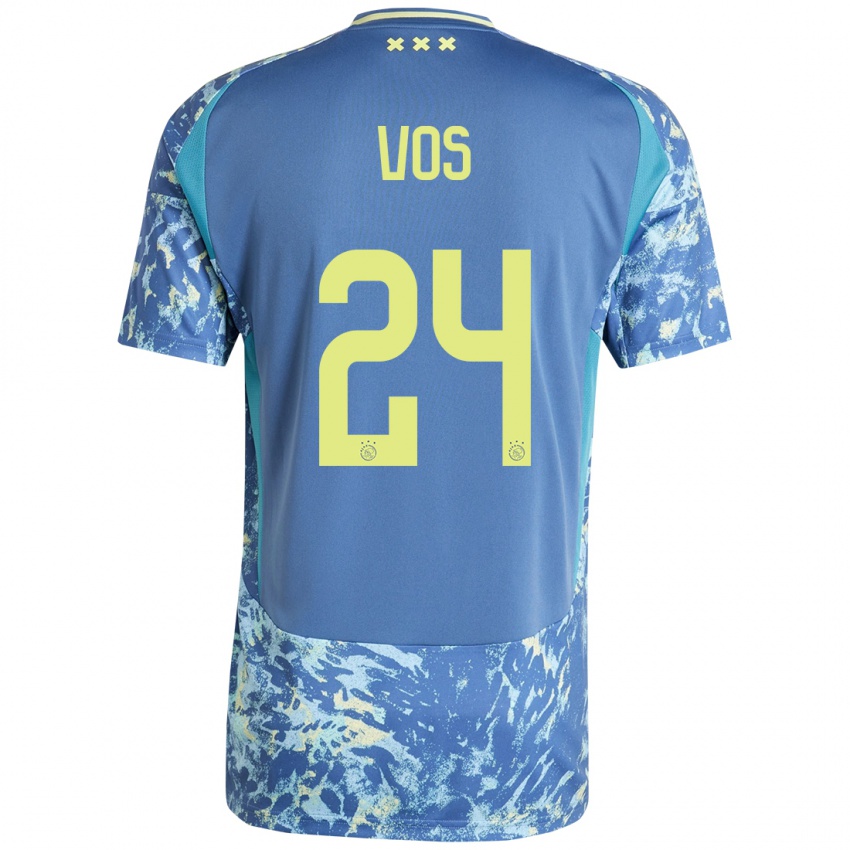 Niño Camiseta Silvano Vos #24 Gris Azul Amarillo 2ª Equipación 2024/25 La Camisa