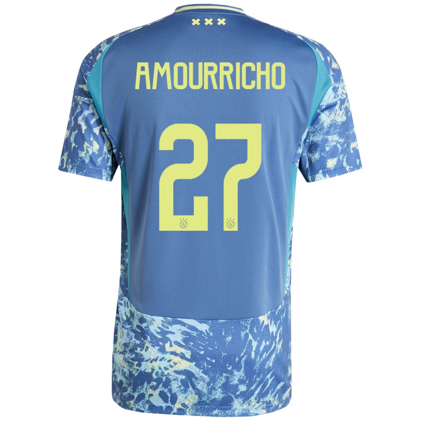 Niño Camiseta Amourricho Van Axel Dongen #27 Gris Azul Amarillo 2ª Equipación 2024/25 La Camisa