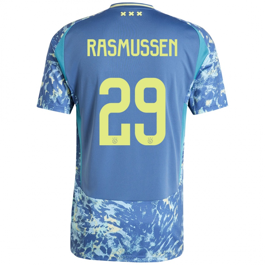 Niño Camiseta Christian Rasmussen #29 Gris Azul Amarillo 2ª Equipación 2024/25 La Camisa