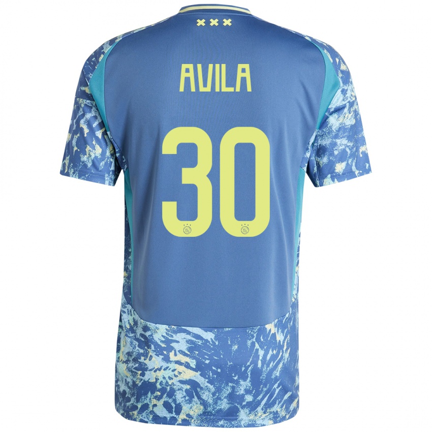 Niño Camiseta Gastón Ávila #30 Gris Azul Amarillo 2ª Equipación 2024/25 La Camisa