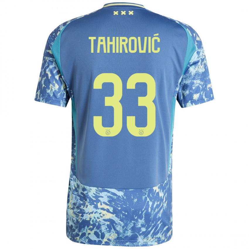 Niño Camiseta Benjamin Tahirovic #33 Gris Azul Amarillo 2ª Equipación 2024/25 La Camisa