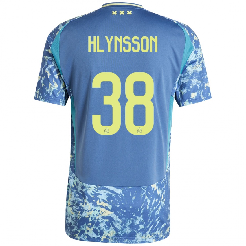 Niño Camiseta Kristian Hlynsson #38 Gris Azul Amarillo 2ª Equipación 2024/25 La Camisa