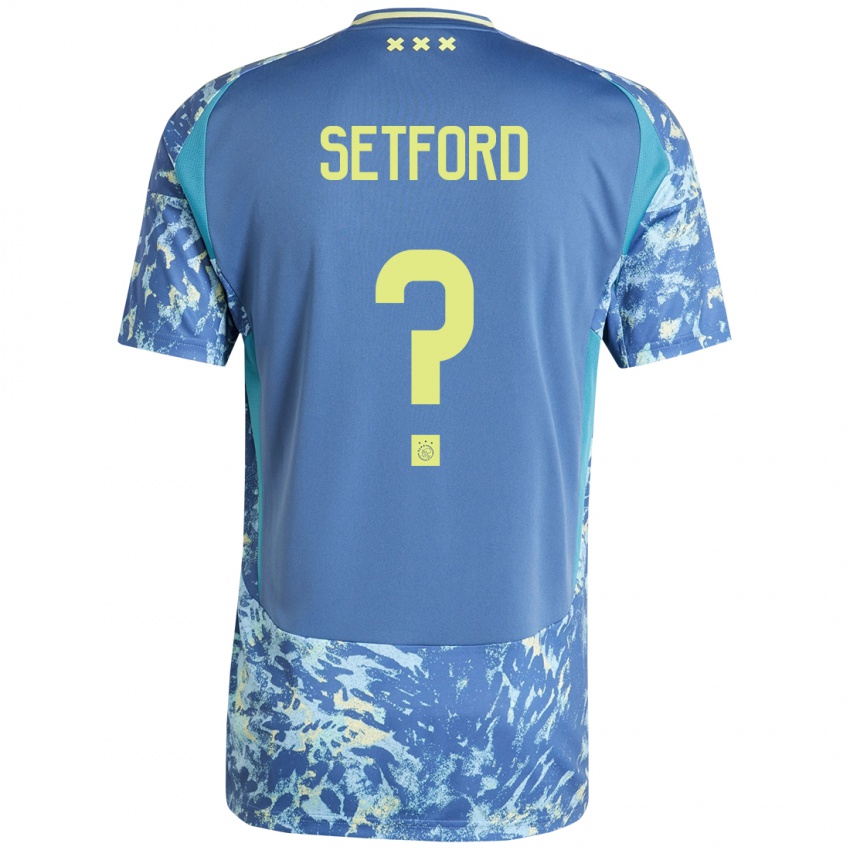 Niño Camiseta Charlie Setford #0 Gris Azul Amarillo 2ª Equipación 2024/25 La Camisa