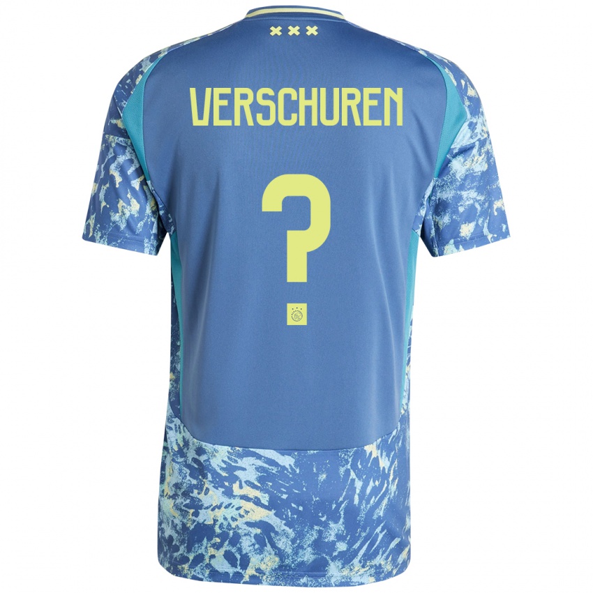 Niño Camiseta Nick Verschuren #0 Gris Azul Amarillo 2ª Equipación 2024/25 La Camisa