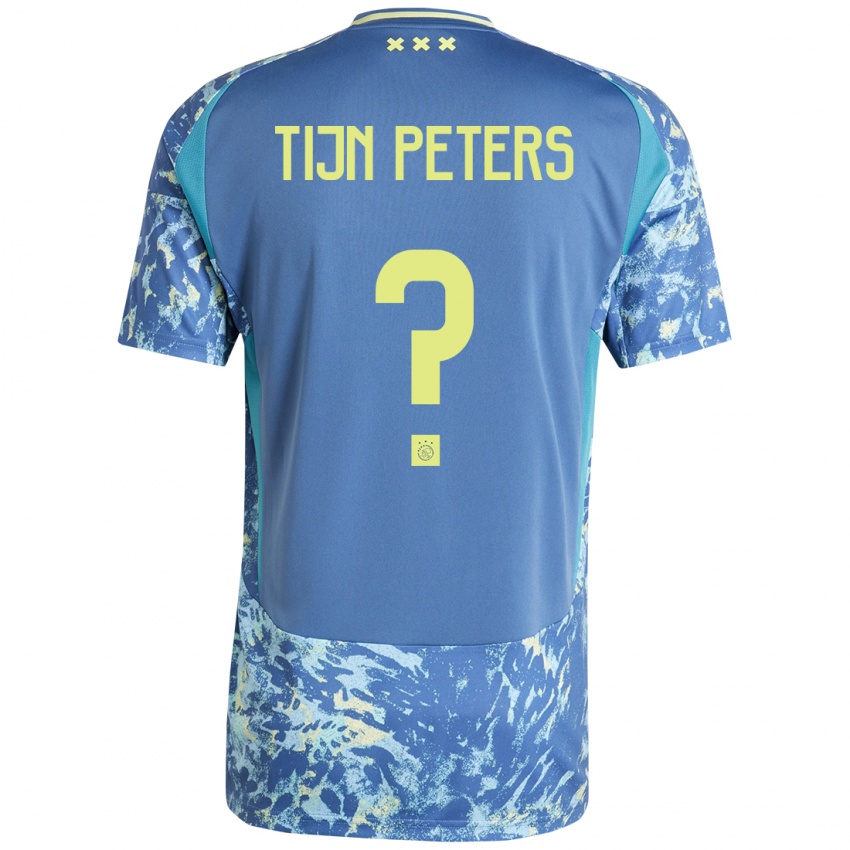 Niño Camiseta Tijn Peters #0 Gris Azul Amarillo 2ª Equipación 2024/25 La Camisa