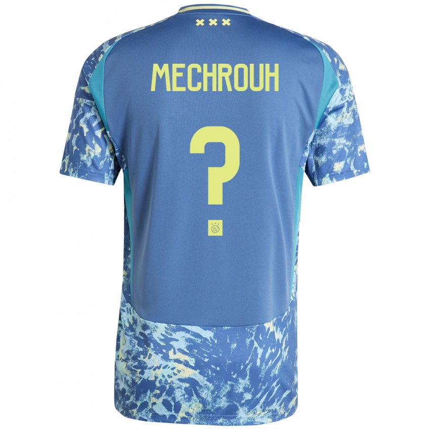 Niño Camiseta Elias Mechrouh #0 Gris Azul Amarillo 2ª Equipación 2024/25 La Camisa