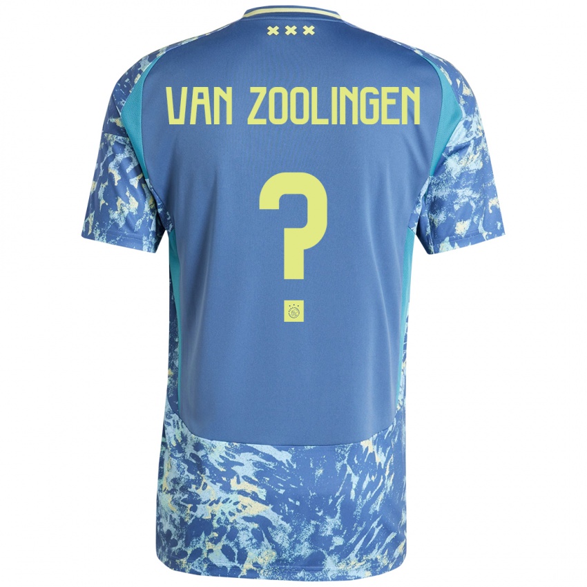 Niño Camiseta Glenn Van Zoolingen #0 Gris Azul Amarillo 2ª Equipación 2024/25 La Camisa