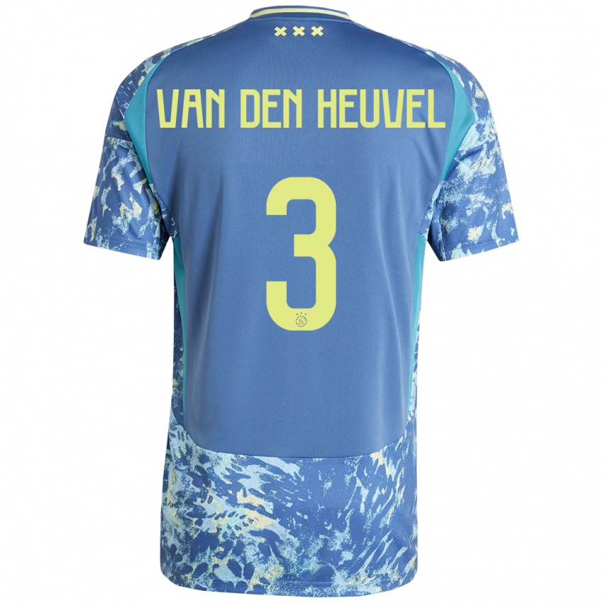 Niño Camiseta Nino Van Den Heuvel #3 Gris Azul Amarillo 2ª Equipación 2024/25 La Camisa