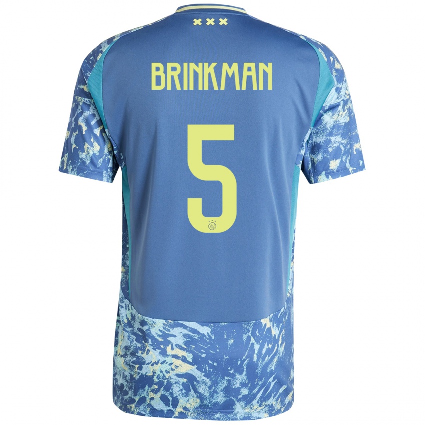 Niño Camiseta Tim Brinkman #5 Gris Azul Amarillo 2ª Equipación 2024/25 La Camisa