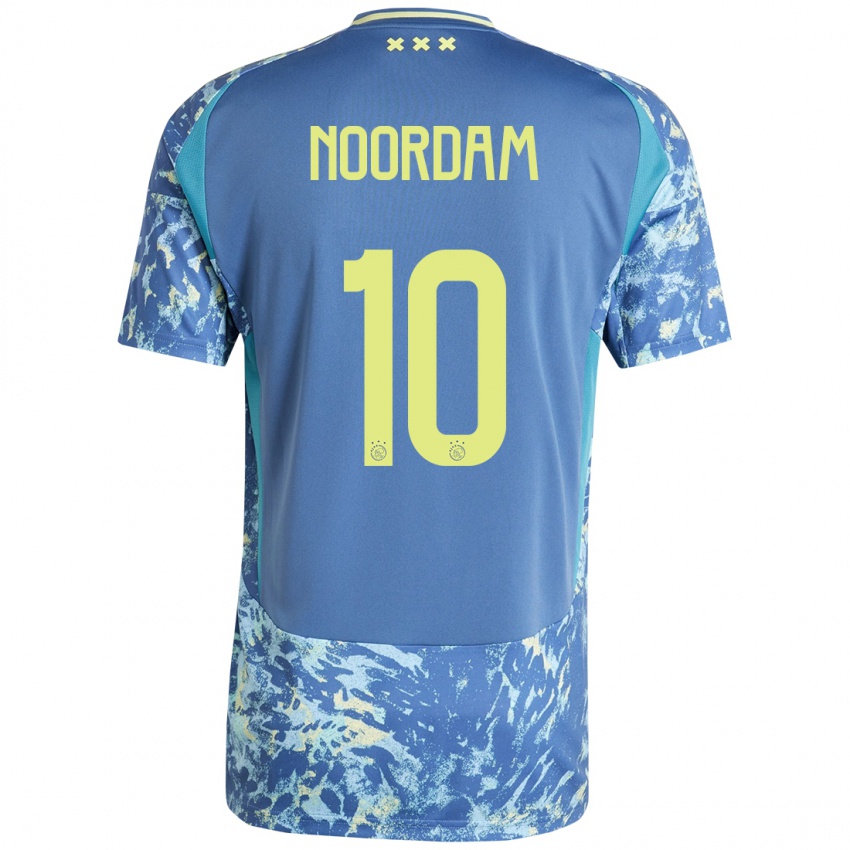 Niño Camiseta Nadine Noordam #10 Gris Azul Amarillo 2ª Equipación 2024/25 La Camisa