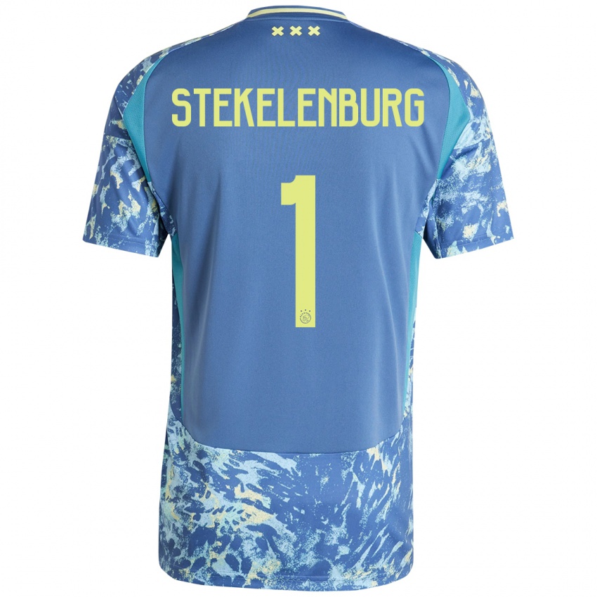 Niño Camiseta Maarten Stekelenburg #1 Gris Azul Amarillo 2ª Equipación 2024/25 La Camisa