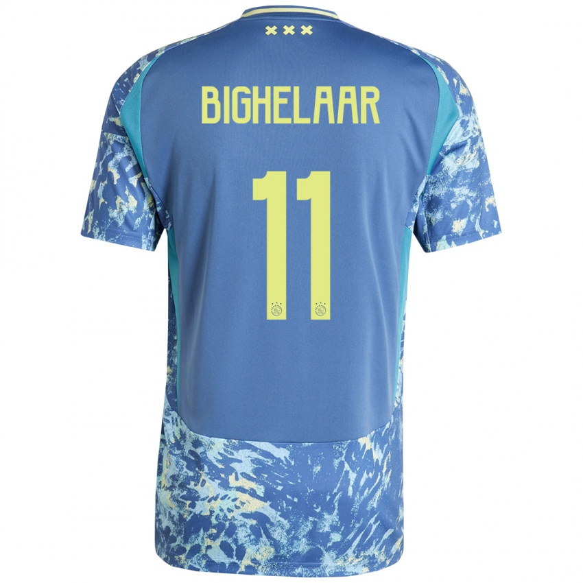 Niño Camiseta Marjolijn Van Den Bighelaar #11 Gris Azul Amarillo 2ª Equipación 2024/25 La Camisa