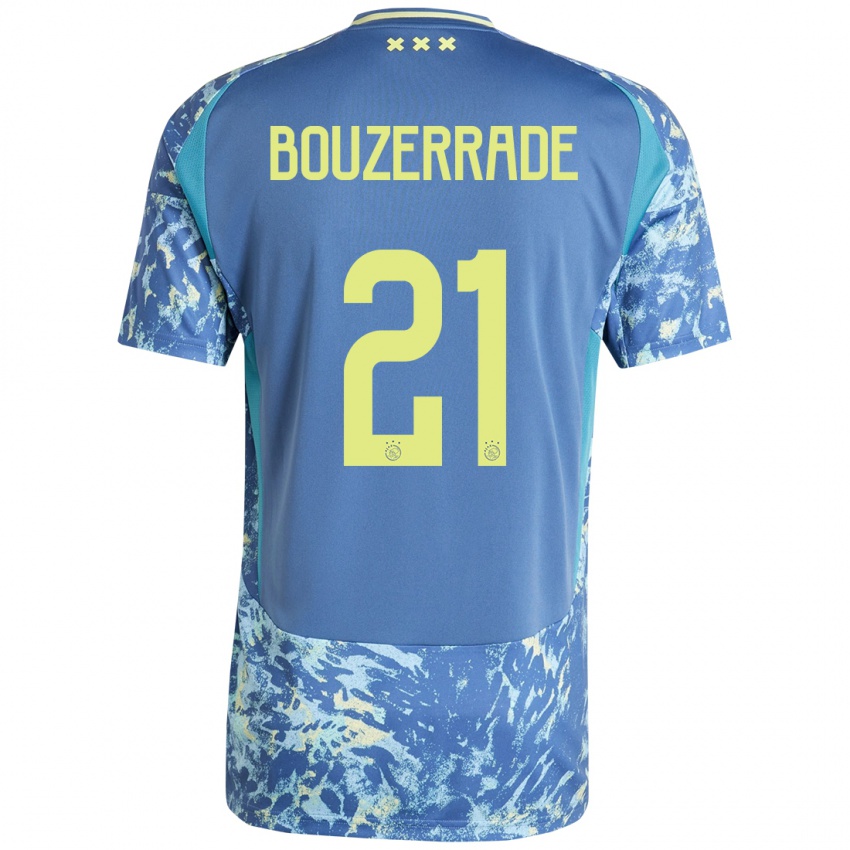 Niño Camiseta Zaina Bouzerrade #21 Gris Azul Amarillo 2ª Equipación 2024/25 La Camisa