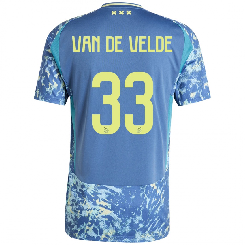 Niño Camiseta Jonna Van De Velde #33 Gris Azul Amarillo 2ª Equipación 2024/25 La Camisa