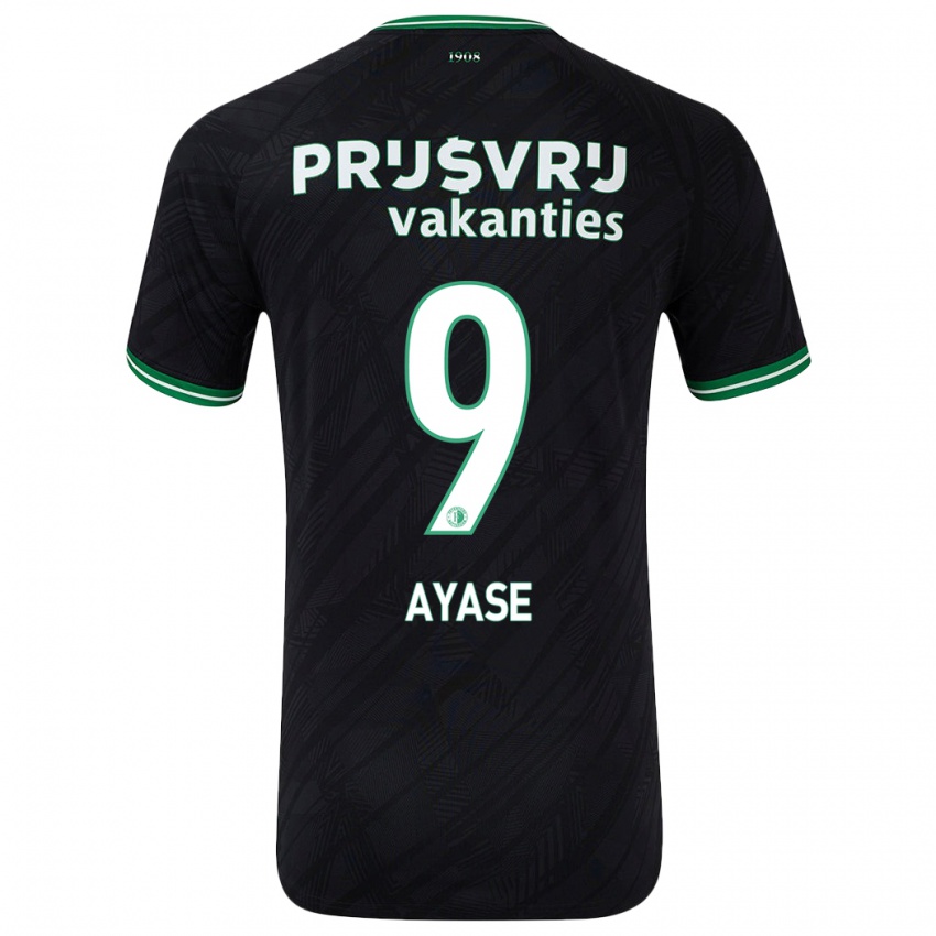 Niño Camiseta Ayase Ueda #9 Negro Verde 2ª Equipación 2024/25 La Camisa