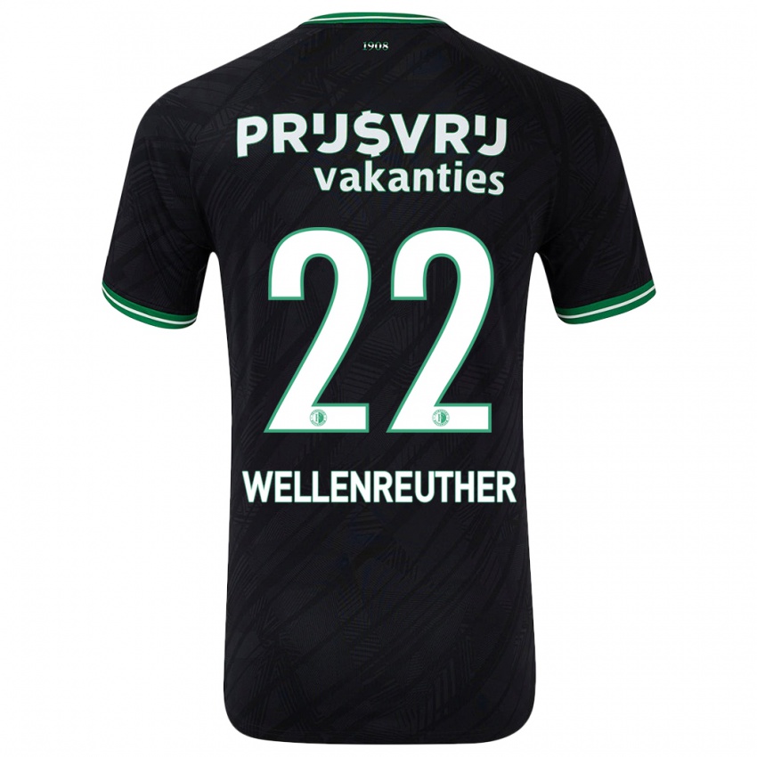 Niño Camiseta Timon Wellenreuther #22 Negro Verde 2ª Equipación 2024/25 La Camisa