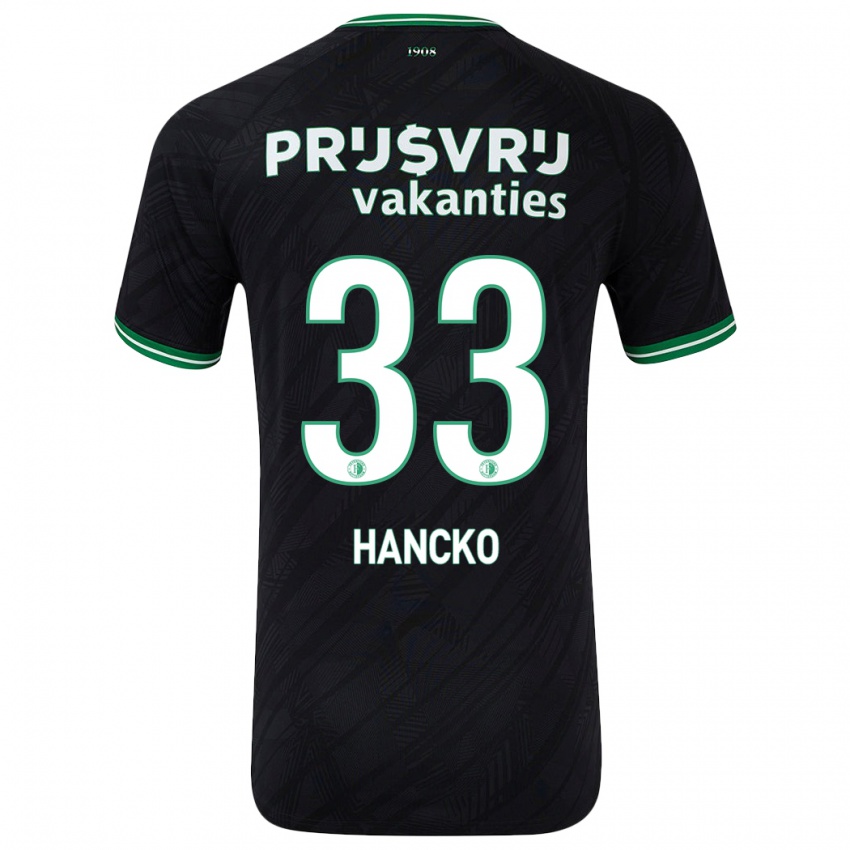 Niño Camiseta David Hancko #33 Negro Verde 2ª Equipación 2024/25 La Camisa