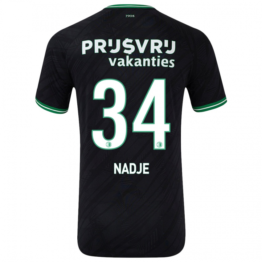 Niño Camiseta Chris-Kévin Nadje #34 Negro Verde 2ª Equipación 2024/25 La Camisa