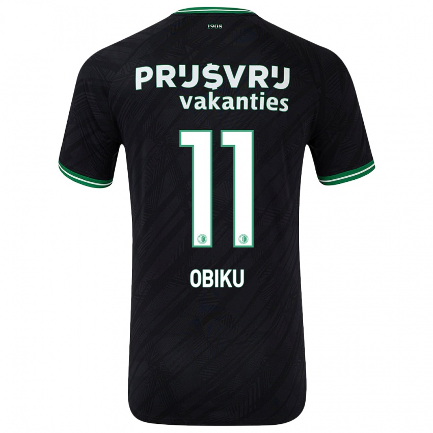 Niño Camiseta Junior Obiku #11 Negro Verde 2ª Equipación 2024/25 La Camisa