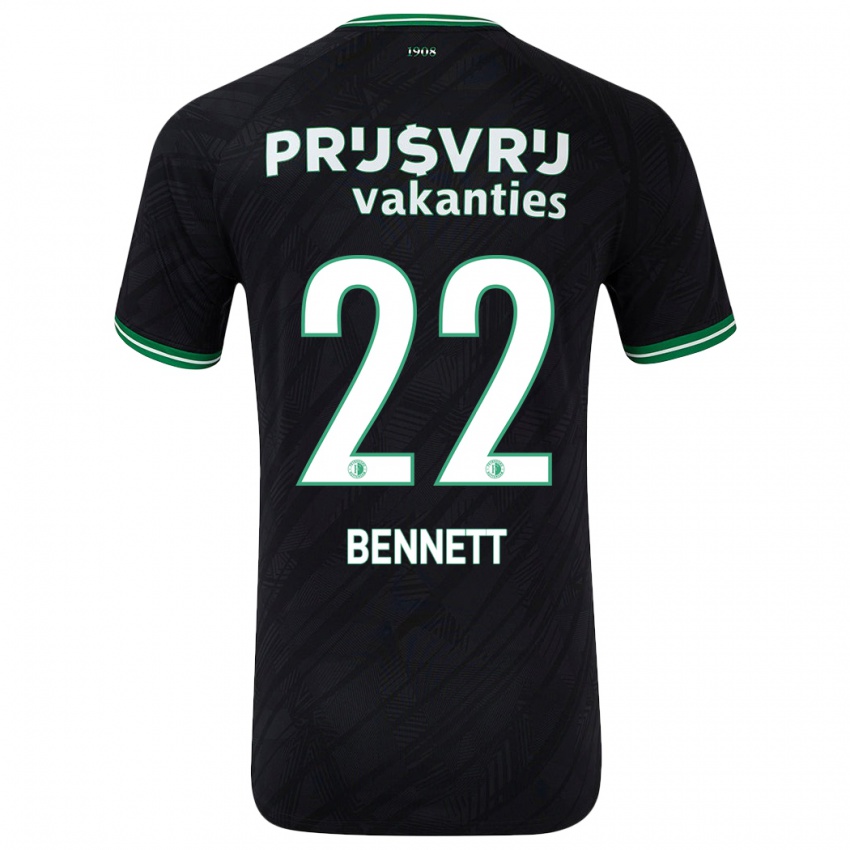 Niño Camiseta Walter Bennett #22 Negro Verde 2ª Equipación 2024/25 La Camisa