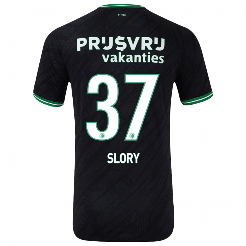 Niño Camiseta Jaden Slory #37 Negro Verde 2ª Equipación 2024/25 La Camisa