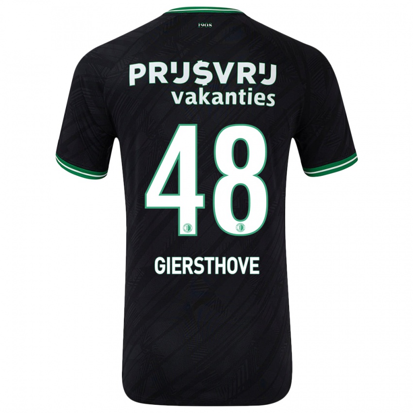 Niño Camiseta Djomar Giersthove #48 Negro Verde 2ª Equipación 2024/25 La Camisa