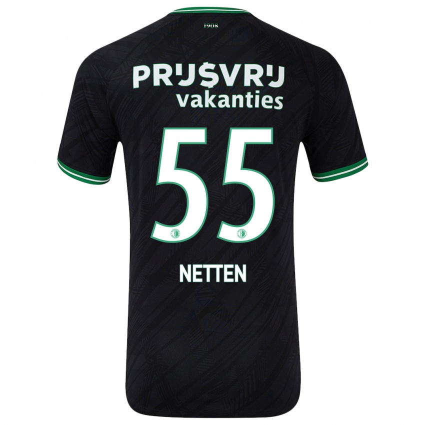 Niño Camiseta Luc Netten #55 Negro Verde 2ª Equipación 2024/25 La Camisa